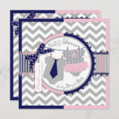 Invitation Baby shower de Chevron de tutu de cravate de (Devant / Derrière)