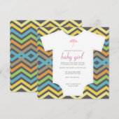 Invitation baby shower de chevrons colorés (Devant / Derrière)