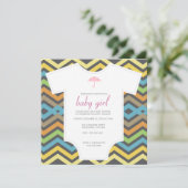 Invitation baby shower de chevrons colorés (Debout devant)