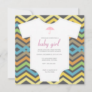 Invitation baby shower de chevrons colorés