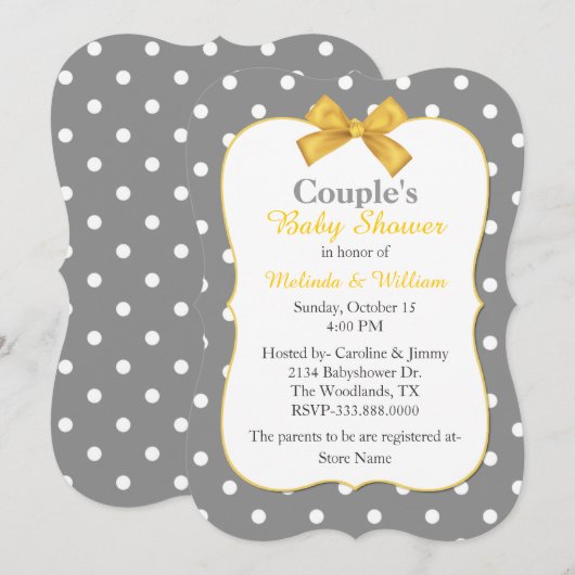 Invitation Baby shower de Chic Polka Dot Couple (Devant / Derrière)
