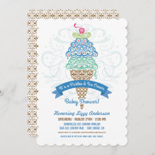Invitation Baby shower de chicots et de crèmes gla