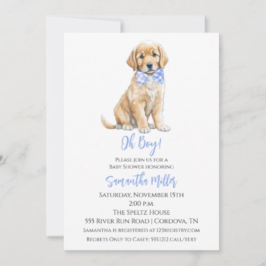 Invitation Baby shower de chien (Devant)
