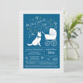 Invitation Baby shower de chien berger allemand French Blue B (Debout devant)