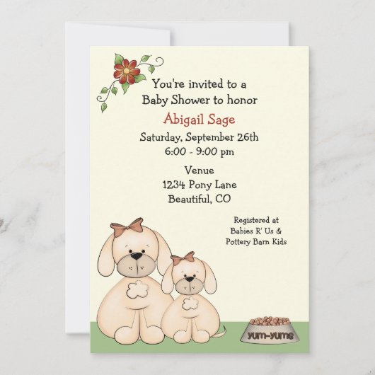 Invitation Baby shower de Chien Chien de Chien de Chien de Ch (Devant)