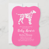 Invitation Baby shower de chien dalmate fille rose (Devant)