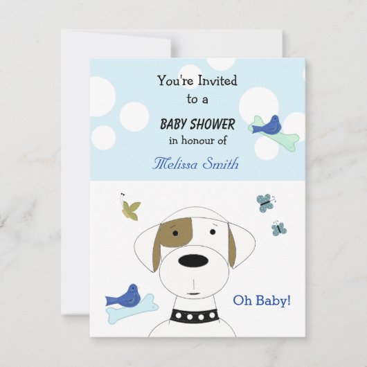 Invitation Baby shower de chien de dessin animé (Devant)