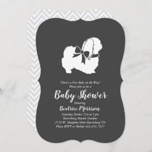 Invitation Baby shower de Chien de Pékin neutre