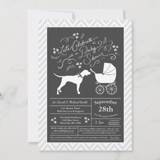 Invitation Baby shower de chien de pointer neutre (Devant)