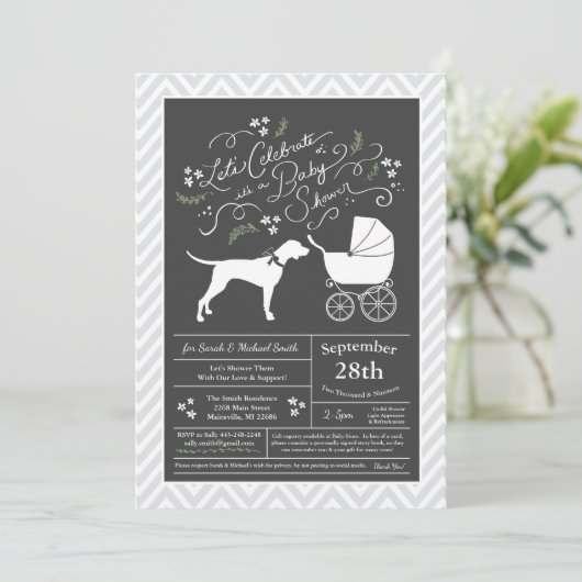 Invitation Baby shower de chien de pointer neutre (Debout devant)