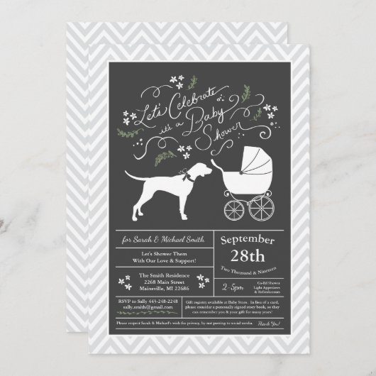 Invitation Baby shower de chien de pointer neutre (Devant / Derrière)