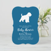Invitation Baby shower de chien de Terrier à roue Garçon bleu (Debout devant)