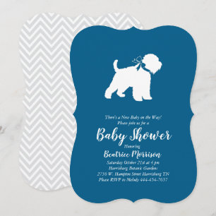 Invitation Baby shower de chien de Terrier à roue Garçon bleu
