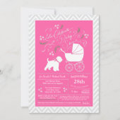 Invitation Baby shower de chien de Terrier à roulettes fille (Devant)
