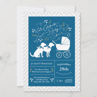 Invitation Baby shower de chien Labrador Blue Boy Lab 2 Chien