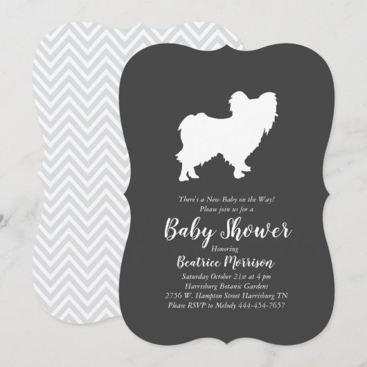Invitation Baby shower de chien Papillon Neutre hommes (Devant / Derrière)