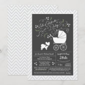 Invitation Baby shower de chien Papillon Neutre hommes (Devant / Derrière)