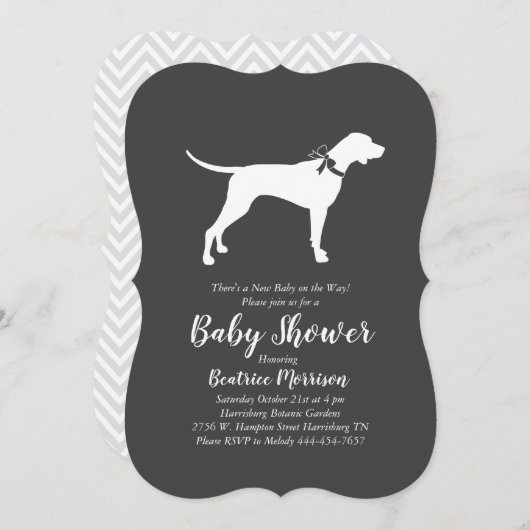 Invitation Baby shower de chien pointeur neutre (Devant / Derrière)