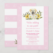 Invitation Baby shower de chien rose jaune du Labr (Devant / Derrière)