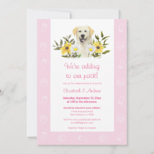 Invitation Baby shower de chien rose jaune du Labr