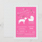 Invitation Baby shower de Chien Rosée (Devant / Derrière)