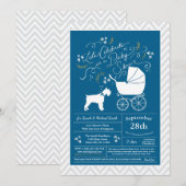 Invitation Baby shower de chien Schnauzer Miniature Blue Boy (Devant / Derrière)