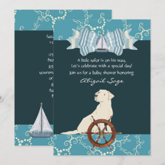 Invitation Baby shower de chiens de Labrador de voilier nauti