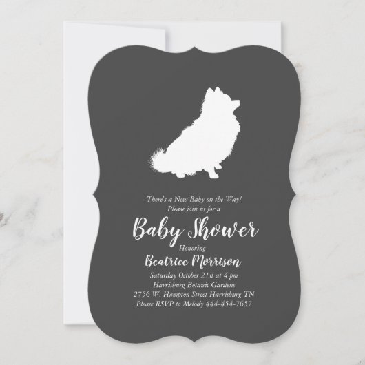 Invitation Baby shower de Chiens de Poméranie neutre (Devant)