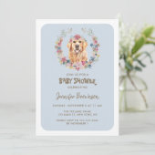 Invitation Baby shower de chiens Golden Retriever (Debout devant)