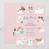 Invitation Baby shower de chiens joueurs (Devant / Derrière)