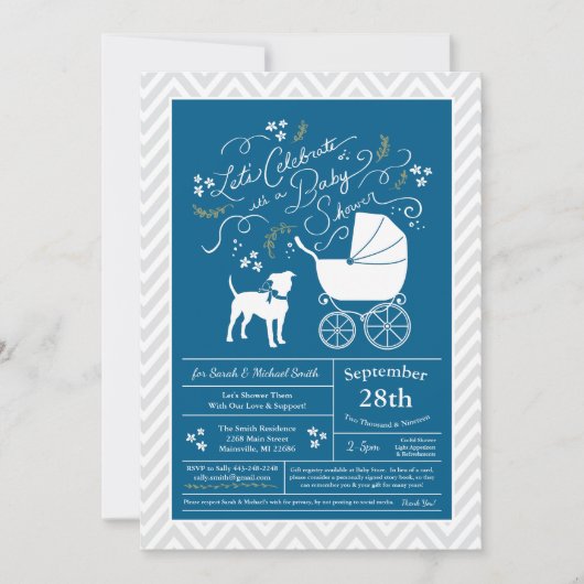 Invitation Baby shower de chiens Terrier du Staffordshire amé (Devant)