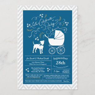 Invitation Baby shower de chiens Terrier du Staffordshire amé
