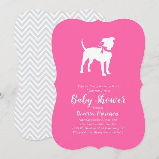 Invitation Baby shower de chiens Terrier du Staffordshire amé (Devant / Derrière)