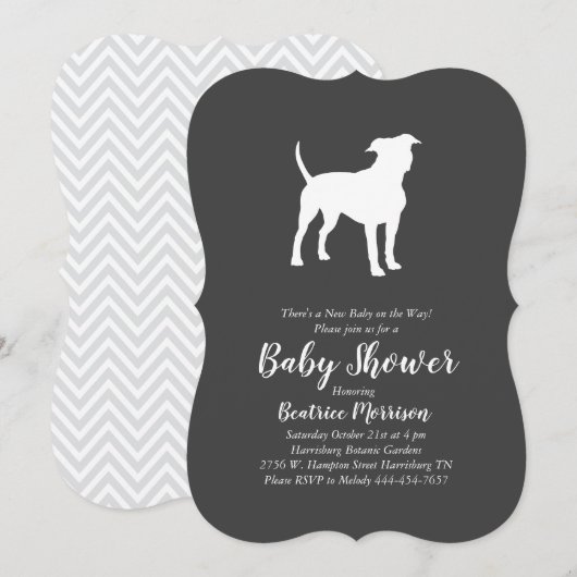 Invitation Baby shower de chiens Terrier du Staffordshire amé (Devant / Derrière)