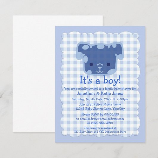Invitation Baby shower de chiot (Devant / Derrière)