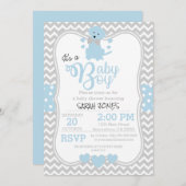 Invitation Baby shower de chiot bleu bébé (Devant / Derrière)