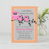 Invitation Baby shower de chouette à deux roses mi (Debout devant)