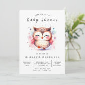 Invitation Baby shower de chouette à imprimer Woods (Debout devant)