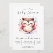 Invitation Baby shower de chouette à imprimer Woods (Devant / Derrière)