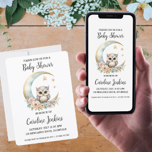 Invitation Baby shower de Chouette à l'aquarelle m