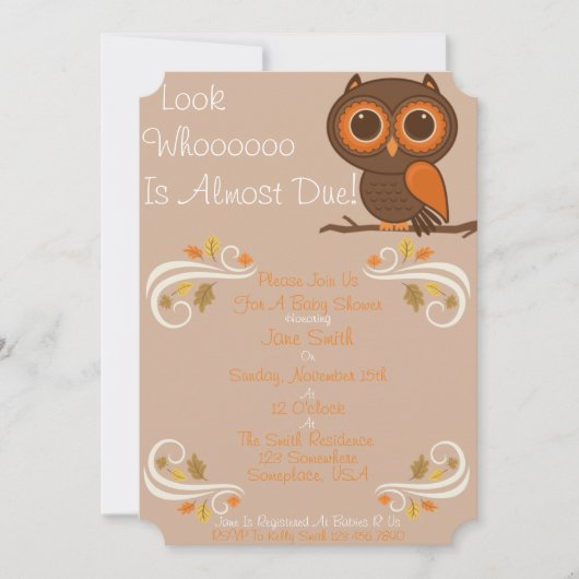 Invitation Baby shower de Chouette automnale (Devant)