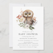 Invitation Baby shower de Chouette d'hiver à l'aquarelle fine (Devant)
