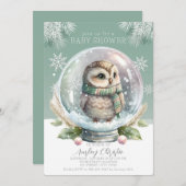 Invitation Baby shower de Chouette d'hiver Garçon  (Devant / Derrière)