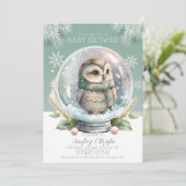 Invitation Baby shower de Chouette d'hiver Garçon  (Debout devant)