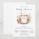 Invitation Baby shower de Chouette éditable de la forêt (Devant / Derrière)