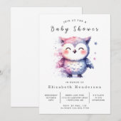 Invitation Baby shower de chouette gracieux à imprimer (Devant / Derrière)