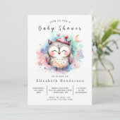 Invitation Baby shower de chouette imprimable enchâssé (Debout devant)