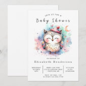 Invitation Baby shower de chouette imprimable enchâssé (Devant / Derrière)