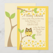 Invitation Baby shower de Chouette Jaune (Devant / Derrière)
