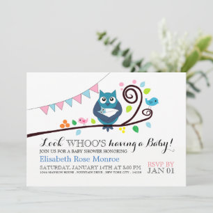 Invitation Baby shower de Chouette lunaire